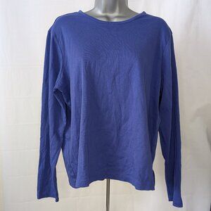 L.L. Bean Cotton Tee Long-Sleeve Crewneck Blue Extra Large XL Women's